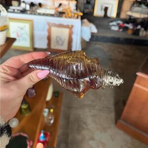 Vintage Avon Glass Shell Perfume Bottle with Silver Cap